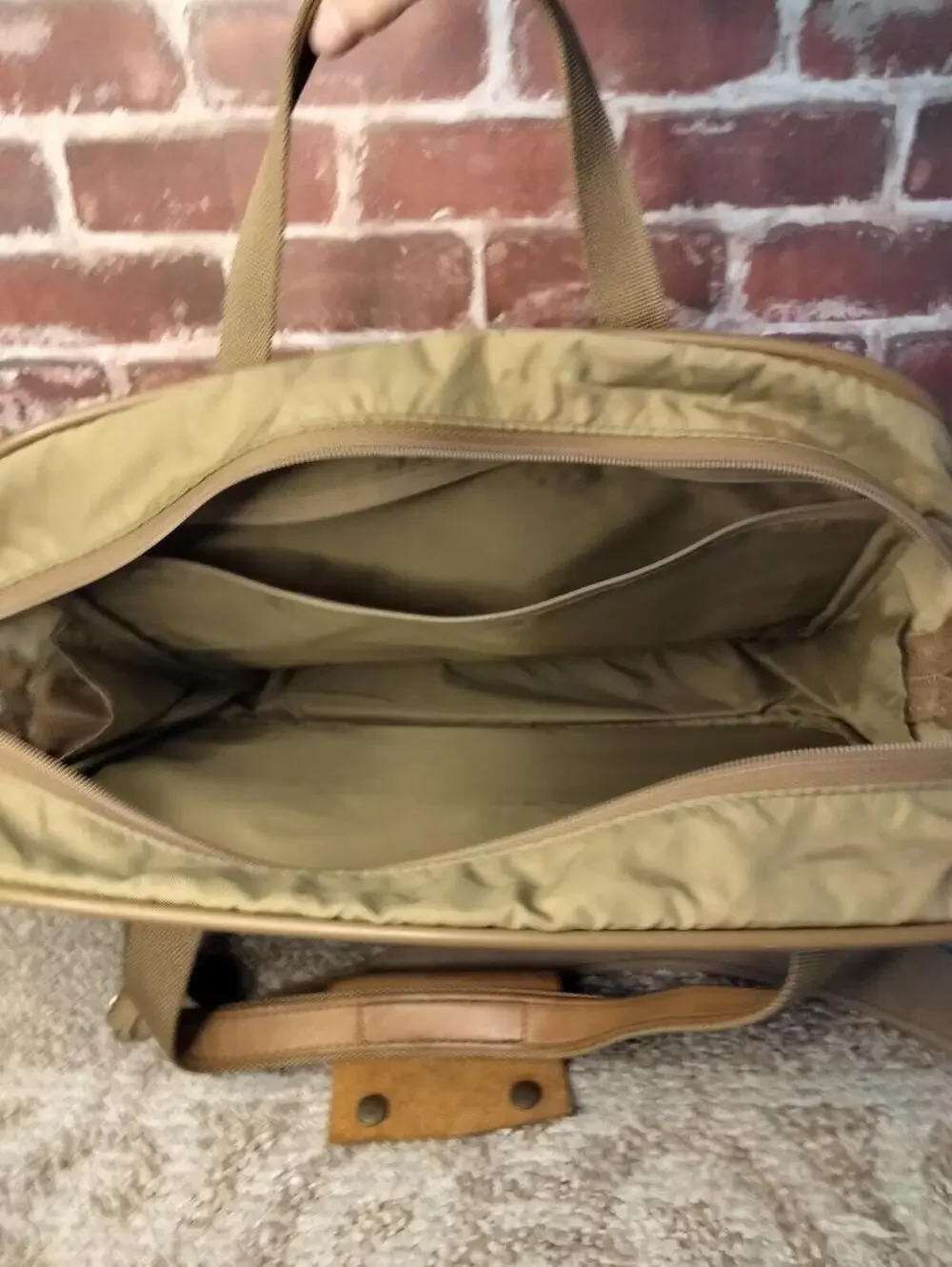 Vintage Hartmann Tan Ballistic Nylon Leather Messenger Bag Briefcase